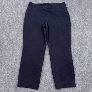 Spanx On The Go Ankle Slim Straight Pants Womens Large Navy Blue Stretch 20365R